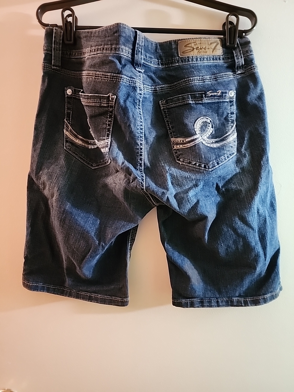 Women's Seven 7 Dark Blue  Bermuda Denim Shorts - Picture 6 of 10